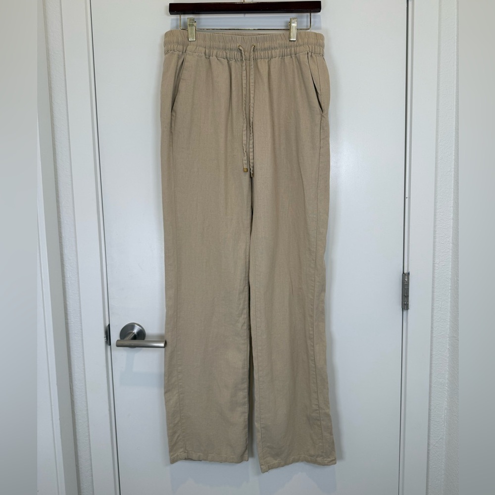Love Tree Women's Beige Linen Blend Casual Fit Pants